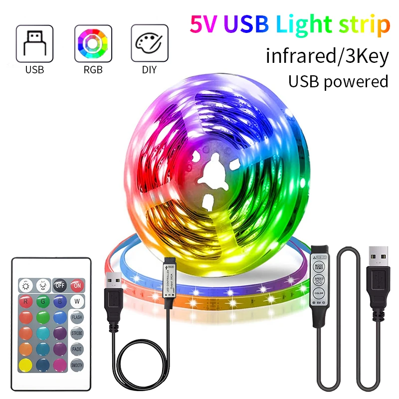Bluetooth USB Светодиодная лента 5 м RGB 5050 лампа без водонепроницаемого неосветильник
