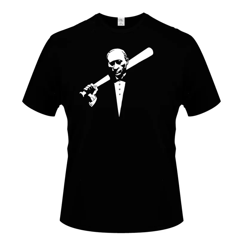 

Cotton Tees Tops Print President Putin cartoon O-Neck T-shirts Fashion Streetwear Hip-Hop Short sleeve Tops Tees