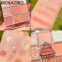 9 color pressed matte glitter eyeshadow palette waterproof long lasting pigment diamond shimmer nude shiny makeup zynwy 95