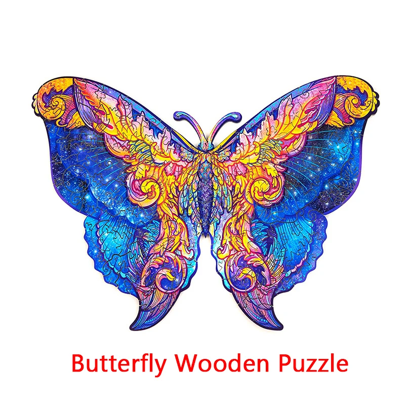

New Wooden Puzzle for Adults Children Wood DIY Crafts Butterfly Shaped Christmas Gift Wooden Jigsaw Puzzle Hell Difficulty