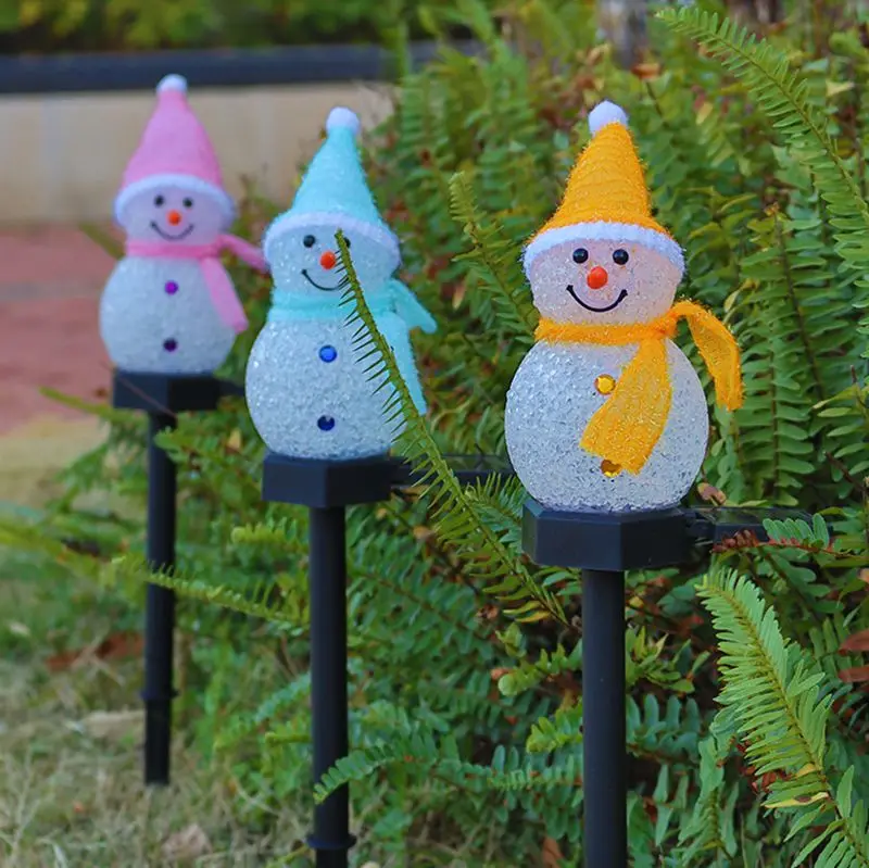 

Christmas Garden Road and Path Decoration Lighting LED Solar Snowman Spike Light Christmas Outdoor Garden Lawn Light Spotlight