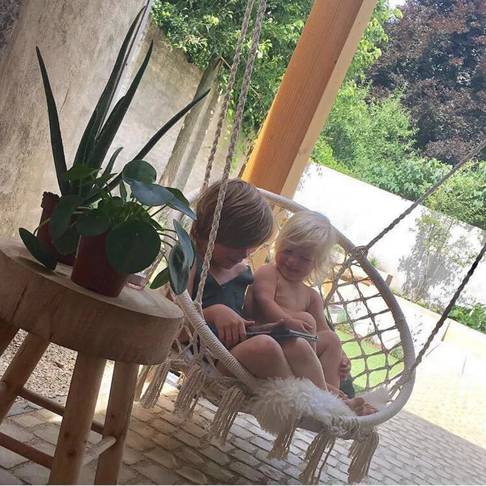 Nordic Handmade Knitted Round Hanging Hammock Outdoor Indoor Dormitory Bedroom Baby Kids Chair Children Swing Home Decor | Мебель