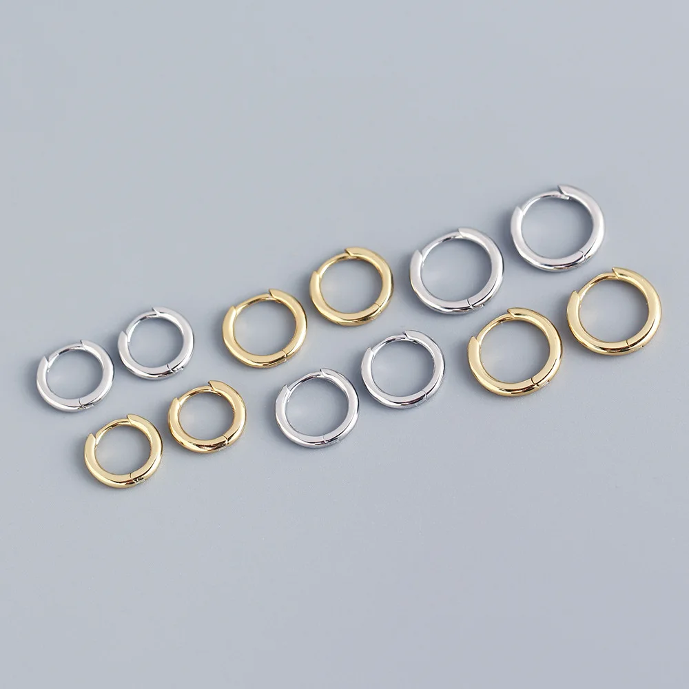 

925 Sterling Silver Huggie Earrings French Punk Hip-Hop Geometric Small Hoop Earrings for Women 2021 Gold Silver Party Jewelry
