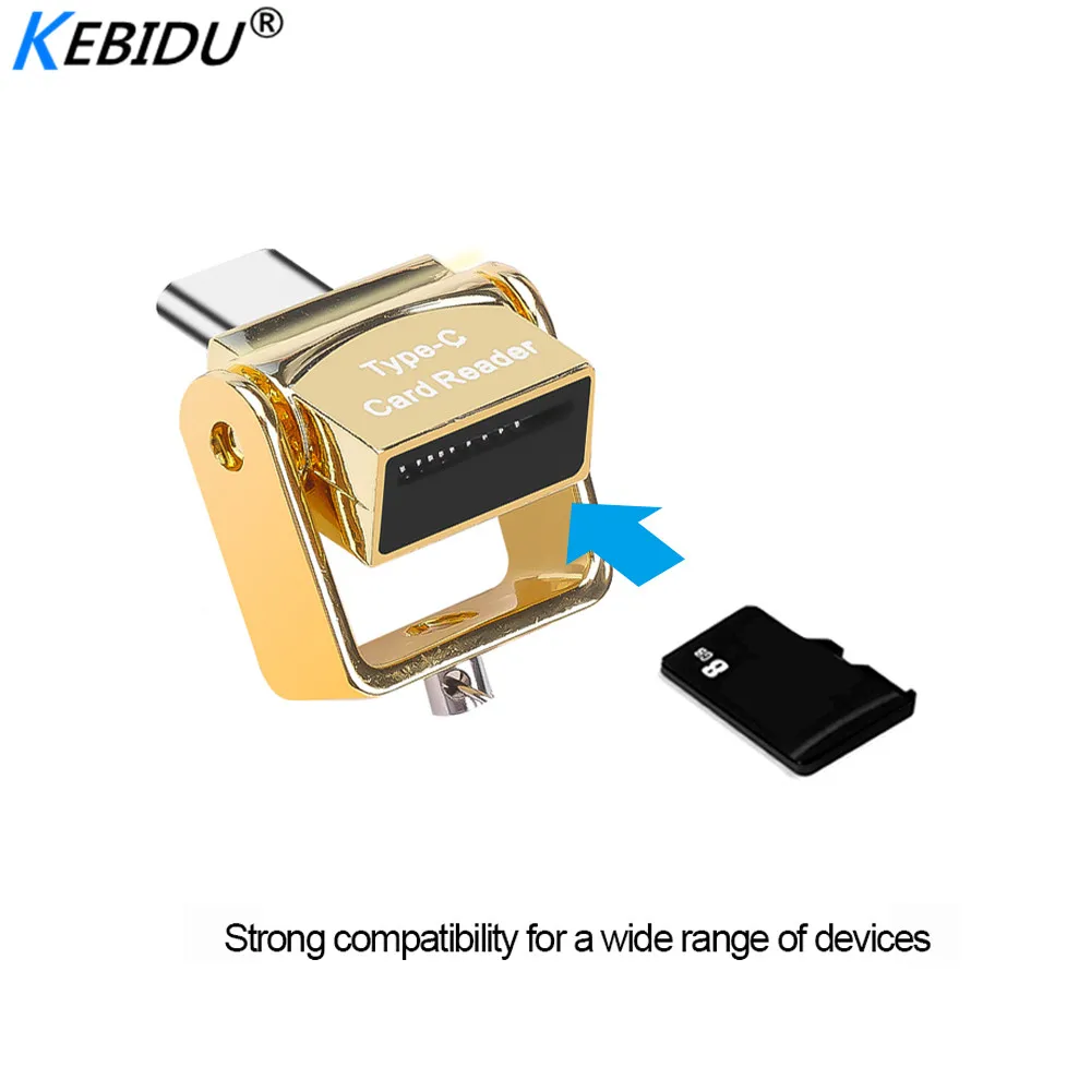 Кардридер Kebidu OTG Type C Micro SD TF кардридер для телефонов брелок поворот на 180 градусов