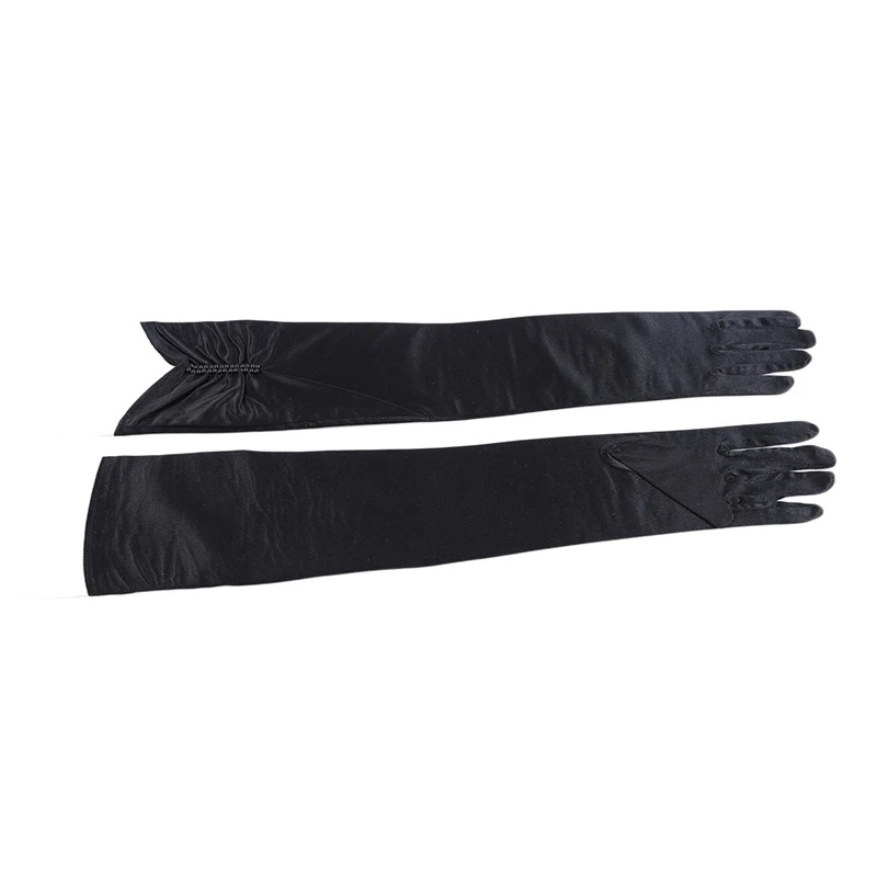 

Fashion Kids Red Stretch Satin Long Finger Gloves For Flower Women Party Dress Beading Gloves
