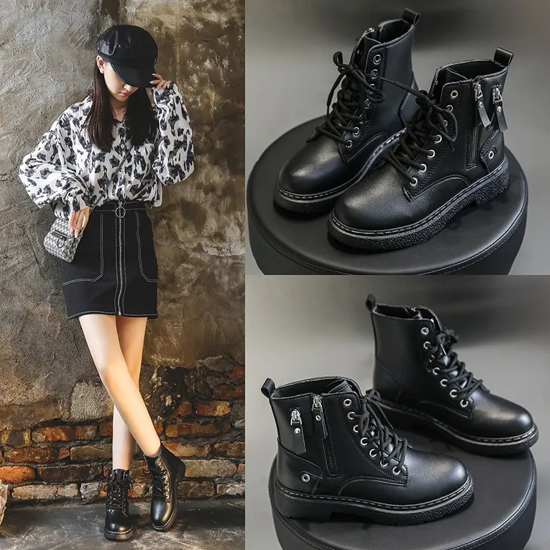 

2021 Autumn And Winter Short Boots, Short Women's Shoes, Autumn And Winter High Top Martin Boots, Tooling Shoes, Motorcycle Boot