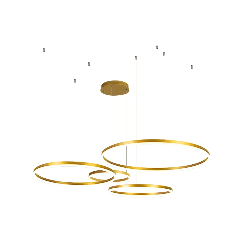 

Post-Modern Led Chandelier Hme Lighting Brushed Rings Ceiling Mounted Chandelier Lighting Hanging Lamp Gold&Coffee color