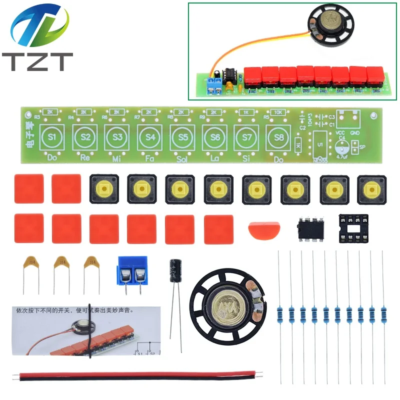 TZT 1 компл. DIY Kit NE555 компонентная электроника Модуль электрического пианино |