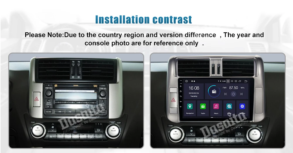 Dasaita 10," сенсорный экран автомобиля радио Android 9,0 для Toyota Prado 2010 2011 2012 2013 gps Bluetooth навигация автомобиля стерео Mp3