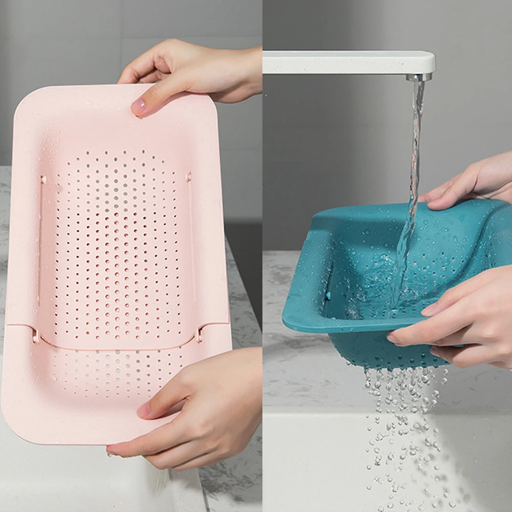

Retractable Plastic Sink Basin Drain Adjustable Dish Drainer Storage Rack Kitchen Vegetable And Fruit Cleaning Basket
