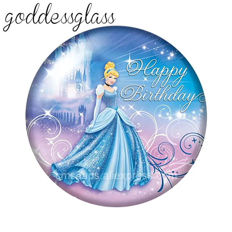 Disney Princess Cinderella 10pcs 12mm/18mm/20mm/25mm/30mm Round photo glass cabochon flat back Necklace Making findings - купить по