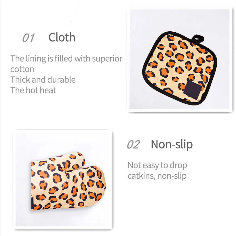 

Cotton Oven Glove Heatproof Mitten Kitchen Cooking Microwave Oven Mitts Insulated Heat Resistant Pad For Kitchen Baking Cooking