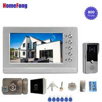homefong 7 inch intercom with electric lock video door phone door 3a power exit button for access control security system