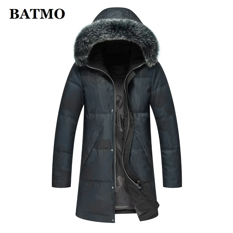 BATMO 90% белый утиный пух и Лисий меховой воротник с капюшоном куртки мужские зимние
