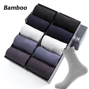 10 пар, высокое качество, бамбуковое волокно, мужские носки, бизнес, дышащие, дезодорант, Компрессионные носки, мужские длинные, большой размер, евро 38-46