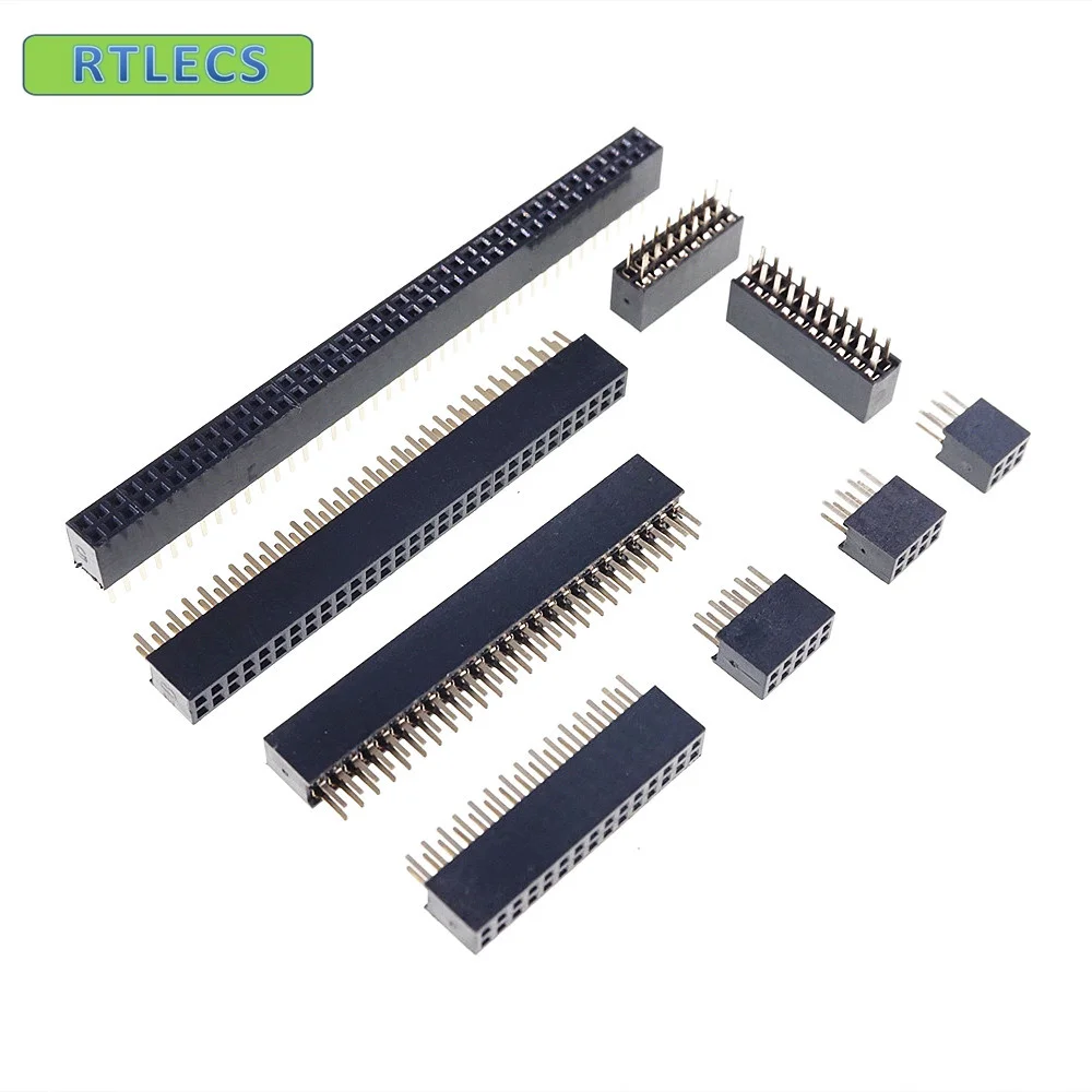 100pcs 1.27mm Pitch Pin Header Female 6 8 10 12 14 16 20 24 30 50 60 80 100 Pin Dual Row straight through hole DIP Rohs Lead images - 6