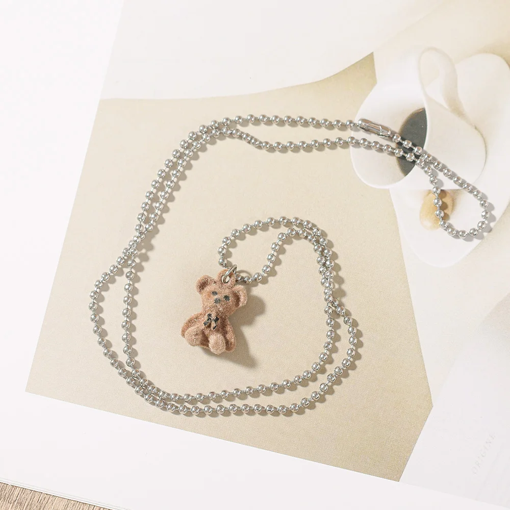 Симпатичное ожерелье Ins с кулоном Мишка для девочек Женская корейская мода милый
