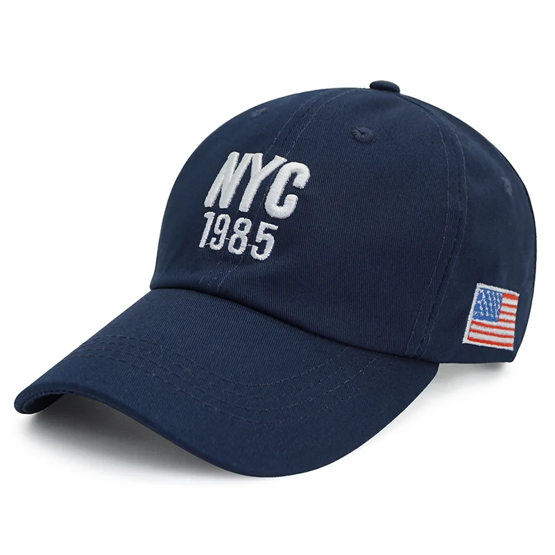 Бренд NYC, джинсовая бейсболка для мужчин и женщин, джинсовая бейсболка с вышитыми буквами, кепка, кепка для летних видов спорта, США, хип-хоп кепка, Gorras - Цвет: navy2