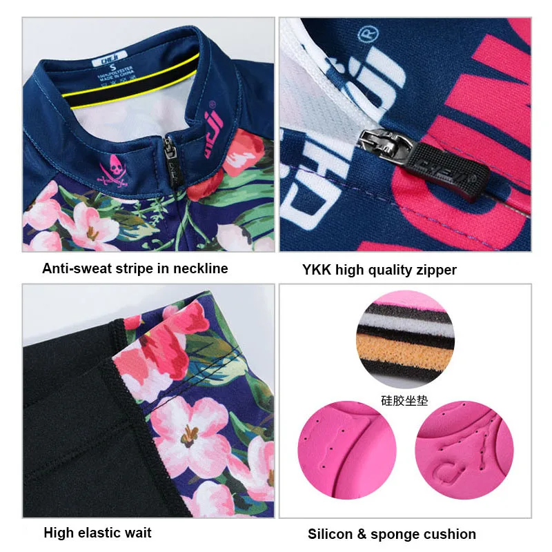 

CHEJI Women Warm Road Bike Jersey Set Winter Thermal Fleece Cycling Clothing Set Long Sleeve Windproof DH MTB Bicycle Jackets