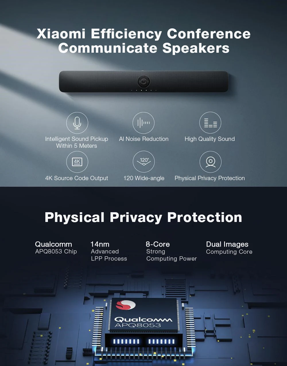 구매 샤오미 비디오 스피커 회의 웹캠 마이크 4K 카메라 8 백만 BT5.0 Al 잡음 감소 무선 TV 전화 컴퓨터 PC 용