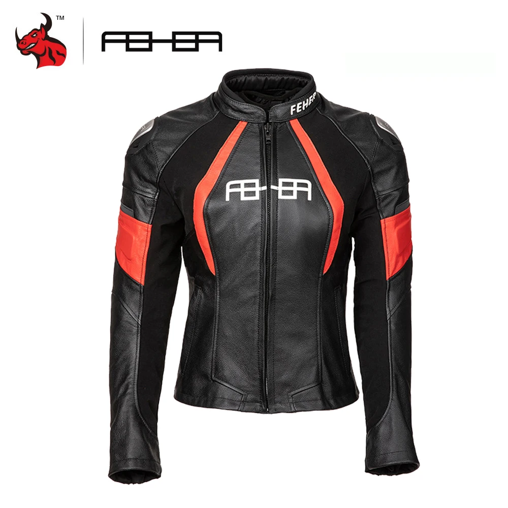 Женская мотоциклетная куртка FEHER Кожаные Мотоциклетные Куртки