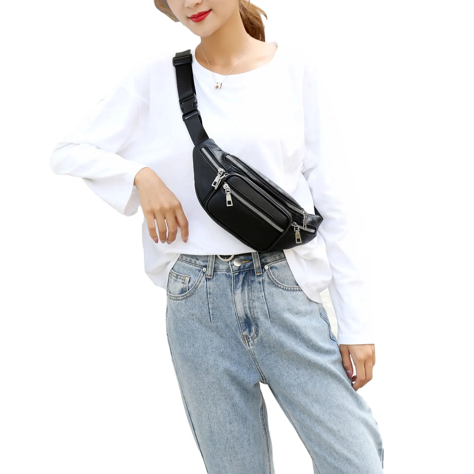 

Women Men Waist Bag Leather Fanny Pack Lightweight Waist Bag Crossbody Sling Backpack With Adjustable Belt Bag