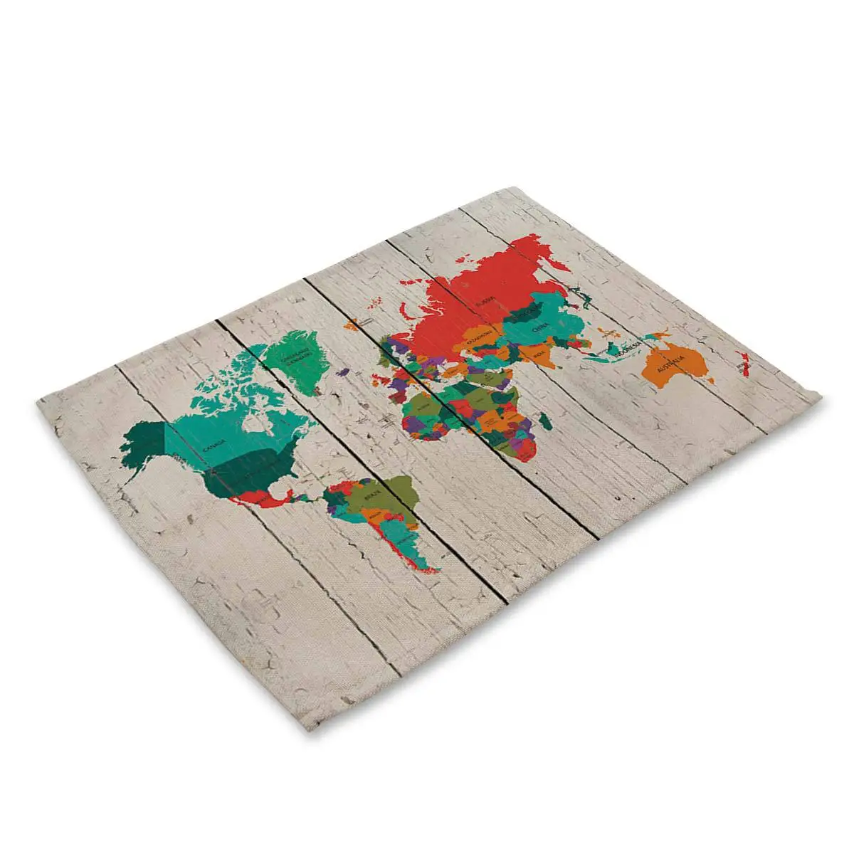 Creative World Map Kitchen Placemat Heat-insulation Linen Dining Table Pads Napkin Towels Coasters Plate Mat | Дом и сад