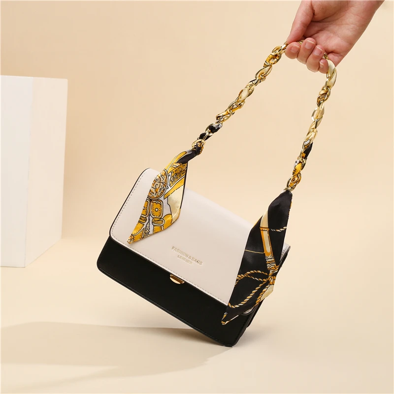 

2021 New Trendy Ins Net Red Wild Small Square Bag Shoulder Messenger Bag Silk Scarf Chain Wild Portable Handbag