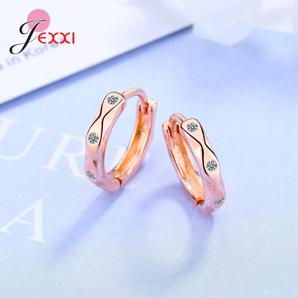 Женские серьги кольца ручной работы простые из серебра 925 пробы с австрийскими