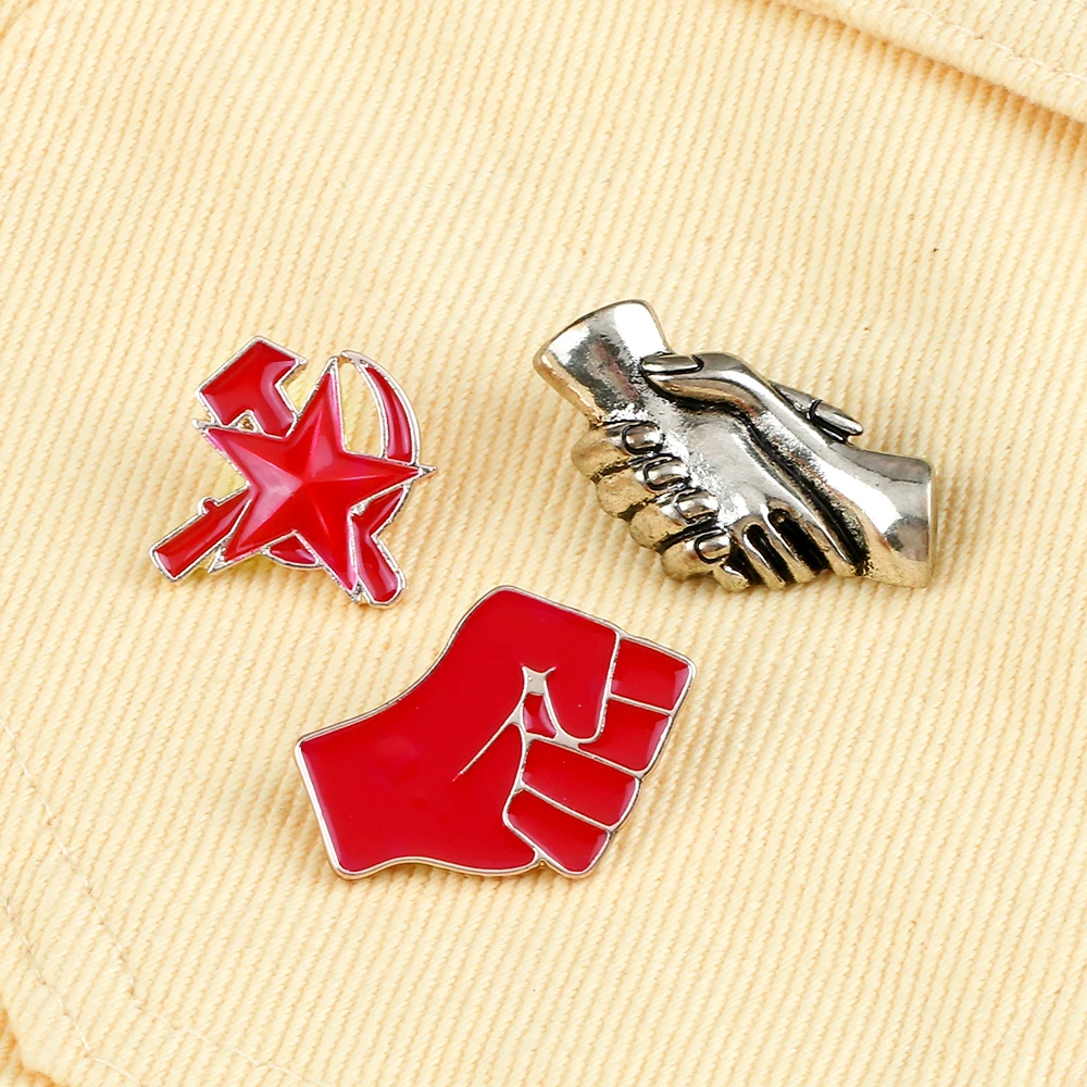 Серповидный молот эмалированный штифт высокое качество красный кулак