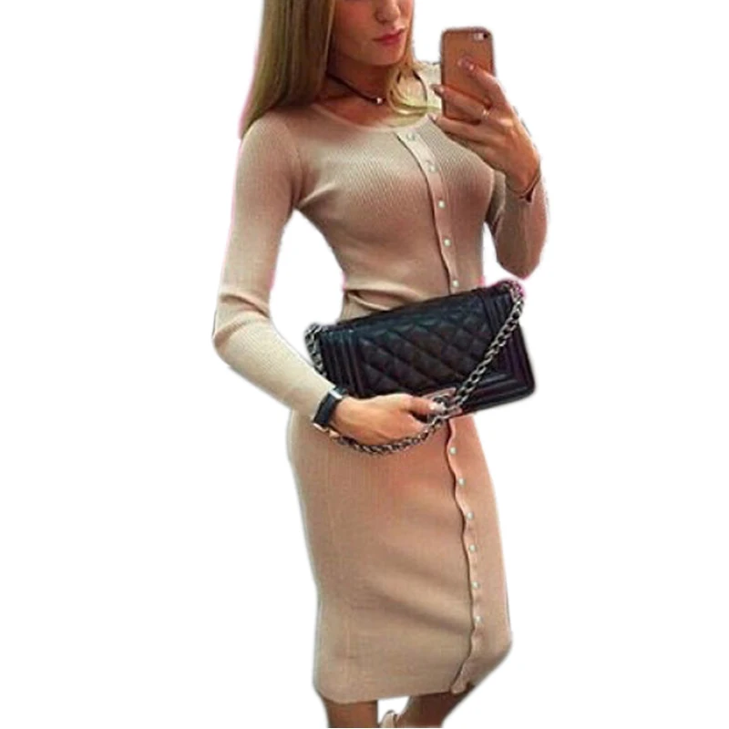 Облегающее платье футляр осенне зимнее женское вязаное офисные платья до