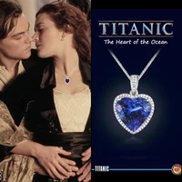 fashion luxury wedding necklace jewelry for women blue crystal necklace titanic heart of ocean love forever pendant necklace