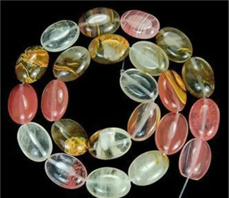

13x18mm Natural Watermelon Tourmaline Flat Oval Gem stone loose Beads 15"