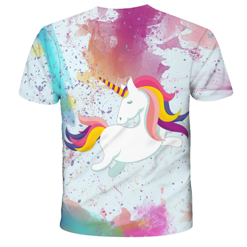 

Summer Unicorn T-Shirts Children 3D Cartoon Anime Pony Girls Clothes Unisex Boys Short Sleeves Tees Baby Kids Crew Neck Tops
