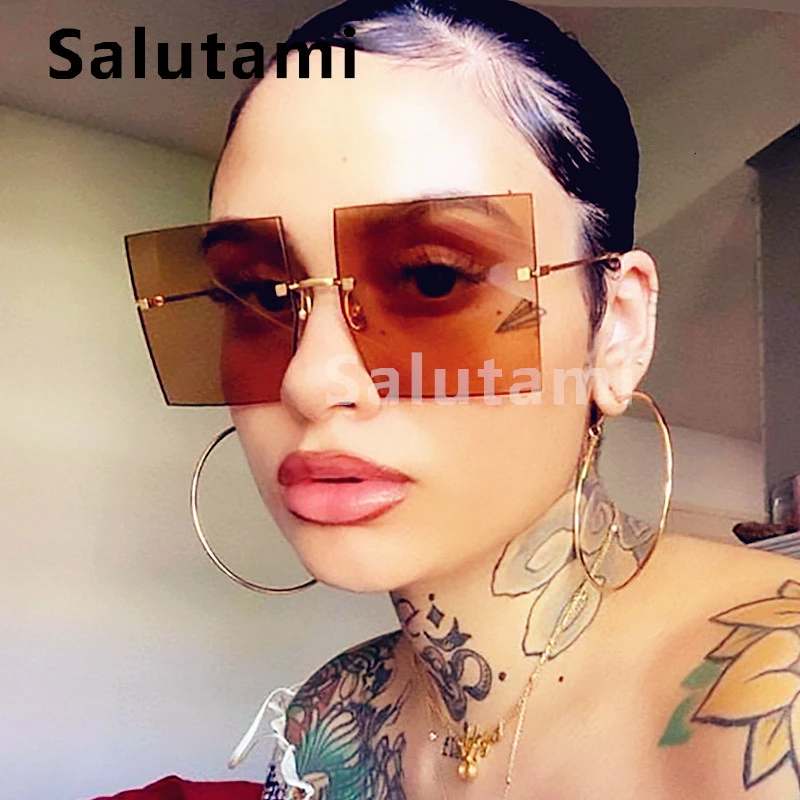 Женские квадратные солнцезащитные очки Rimelss с одним мостом винтажные