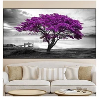 landscape diamond painting with square rhinestones embroidery mosaic full square round picture purple tree 3d cross stitch n1270