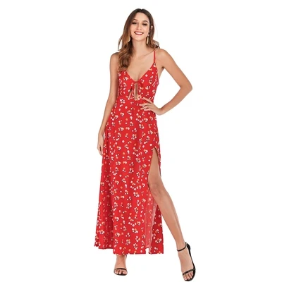 2020 Explosion Models Summer Trend Sling Print Dress Beach Skirt |