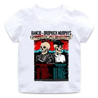 boys and girls print rock band t shirt short cotton round neck shirt childrens white soft summer casual t shirt baby clothing