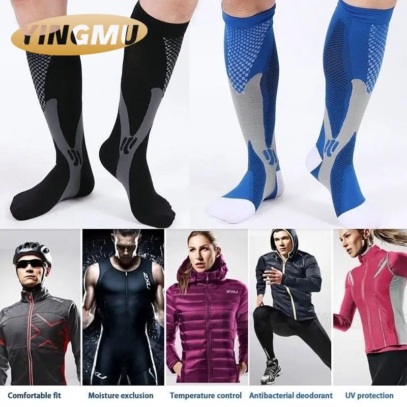 

Compression Socks Athletic Golfs Varicose Veins Socks Unisex Outdoor Sports Nursing Stockings Soccer Tube Football Team Socks B