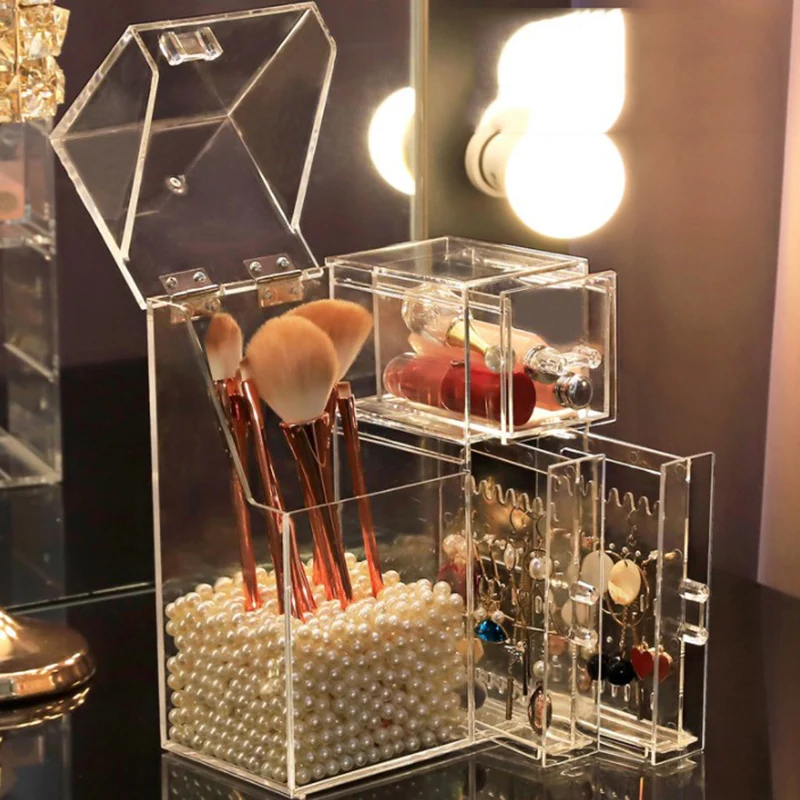 Прозрачный косметический органайзер пылезащитная крышка стеллаж для хранения