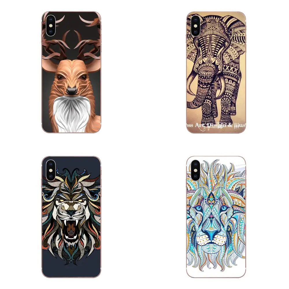 Чехол с узором для телефона Apple iPhone 4 4s 5 5C 5S SE 6 6S 7 8 Plus X XS Max XR Aztec Animal Rabbit Lion