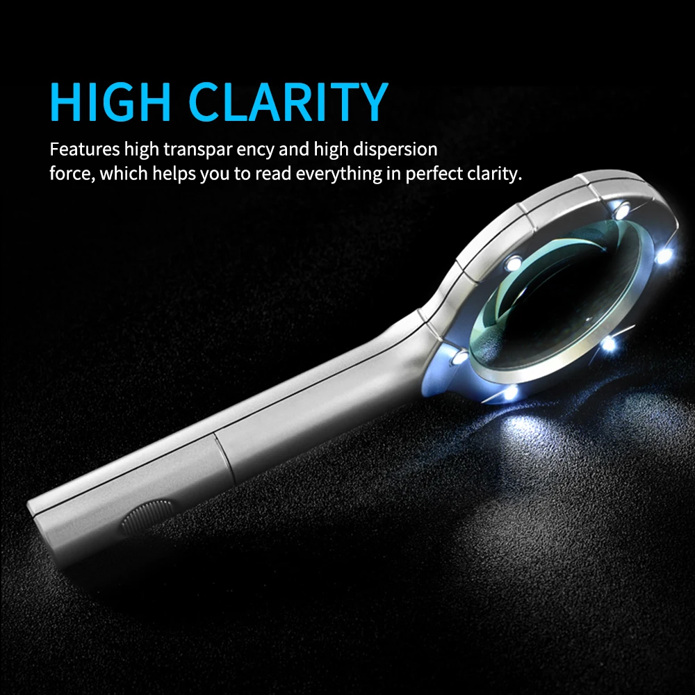

Mini Portable Handheld 2X Magnifier Magnifying Glass Lens with LED Light for Reading Crafts Hobby Seniors Kids