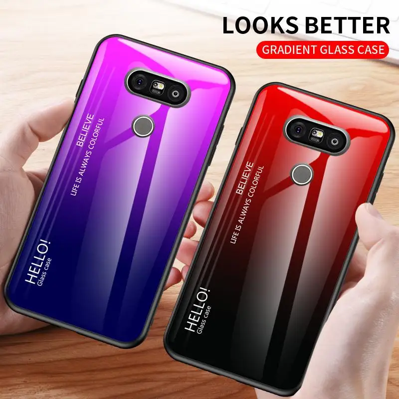 Градиентный стеклянный чехол для LG G8 Thinq G7 G5 G6 телефона силиконовый бампер