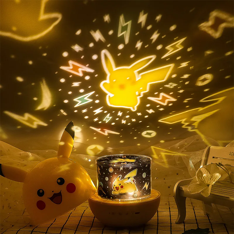 

Led Anime Pikachu Projection Lamp Cartoon Magic Baby Ambience Lamp Bedroom Sleep Night Light Starry Sky Projector Toy Gifts