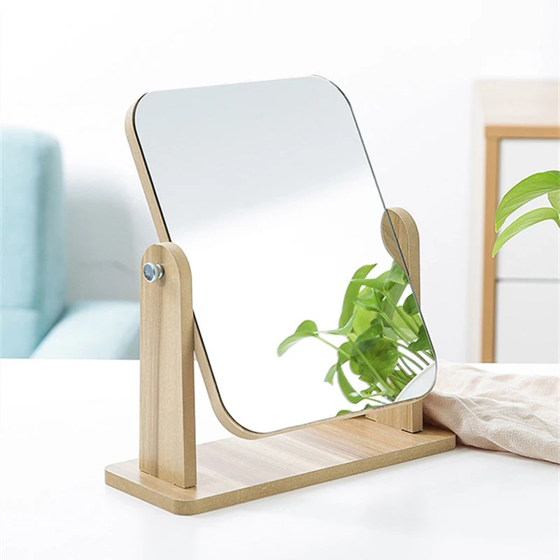 Зеркало для макияжа с увеличением пор деревянное декоративное зеркало простое