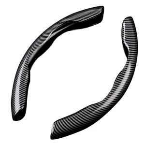 a pair carbon fiber look universal car steering wheel booster cover non slip accessory automobiles parts steering covers free global shipping