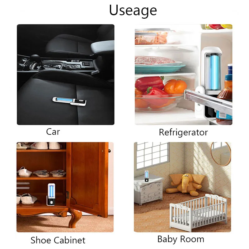 

Portable Small UV Ozone Lamp Smart Sensing Sterilization Lamp Home Bedroom Hotel Car Travel Ultraviolet Disinfection Lamp