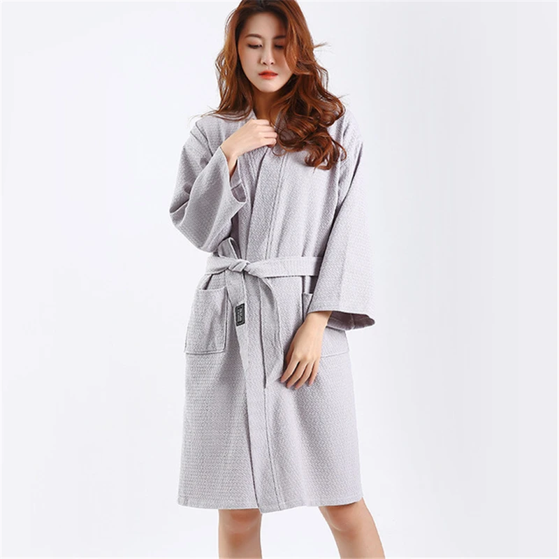 

Women Cotton Robe Long Sleeve Kimono Gown Novelty Waffle Nightgown Femme Sleepwear Casual Bthrobe Gown Loose Nightwear