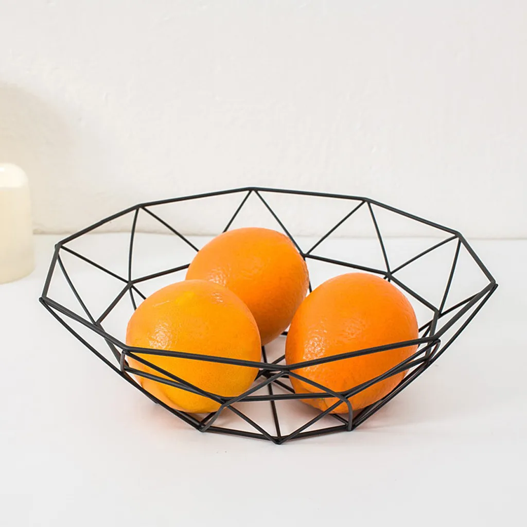 

Organizadores Cajones De Almacenamiento Geometric Fruit Vegetable Wire Basket Metal Bowl Kitchen Storage Desktop Display #8