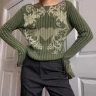 Женский пуловер с длинным рукавом, Зеленый Свитер оверсайз с круглым вырезом и принтом love, в стиле ретро, Осень-зима 2021